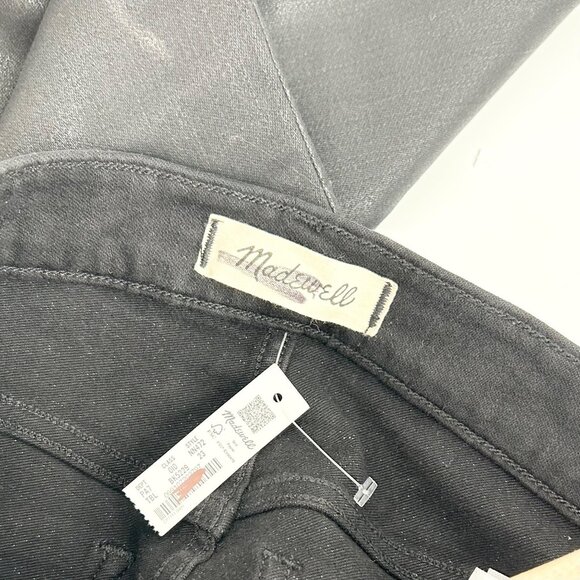 NWT Madewell Mid-Rise Kick Out Crop Jeans in True Black Wash: Coated Edition - Picture 6 of 8